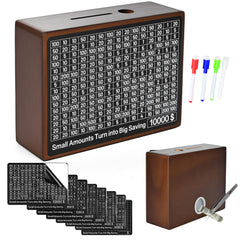 krlladetiy 10000 Savings Box full view shows durable wood for family goal tracking