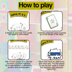 Krypto hand of five cards ready for a quick arithmetic challenge