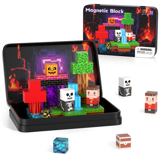 Kryzomat 54pcs magnetic blocks with iron box for easy storage and travel.