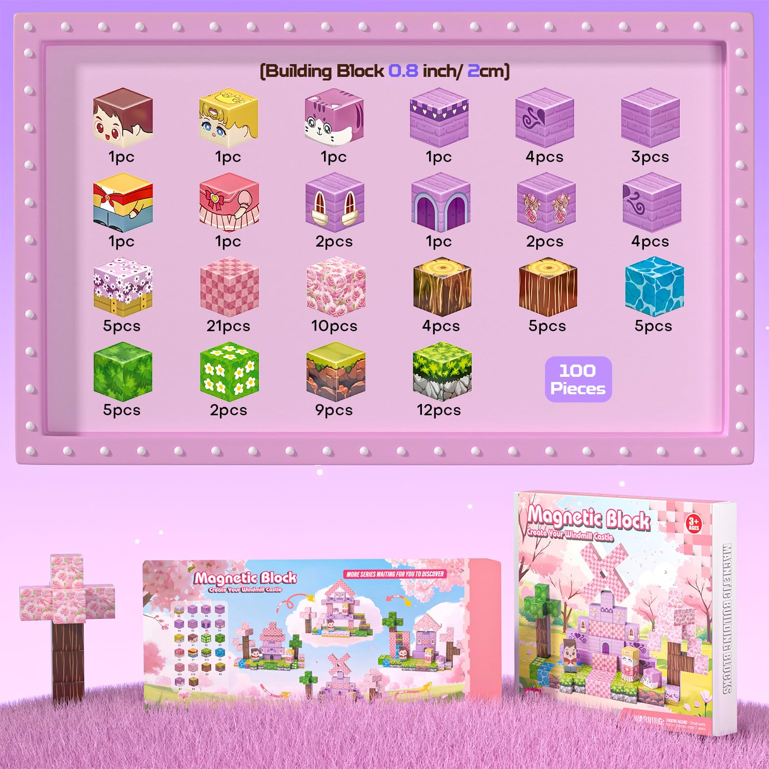 Kryzomat pink princess cubes support colorful storytelling during play
