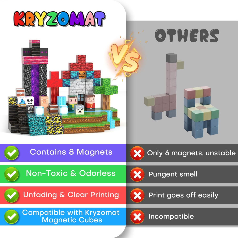 Kryzomat blocks with strong magnetic connection ensuring sturdy builds during play.