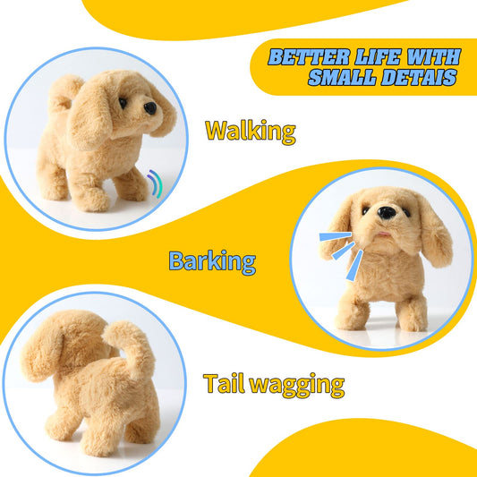 KSABVAIA plush golden retriever toy barking for interactive fun.