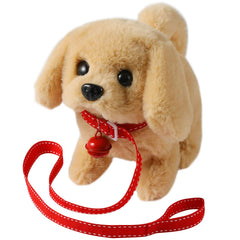 KSABVAIA plush golden retriever toy walking for lively pretend play.