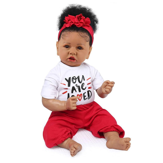KSBD Realistic Reborn Baby Doll Black Girl face close-up for lifelike newborn play