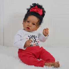KSBD Black Girl Reborn Doll hand-rooted eyes and lashes detail