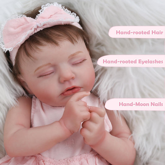 KSBD Reborn doll face eyebrow detail enhances lifelike expression for imaginative storytelling.