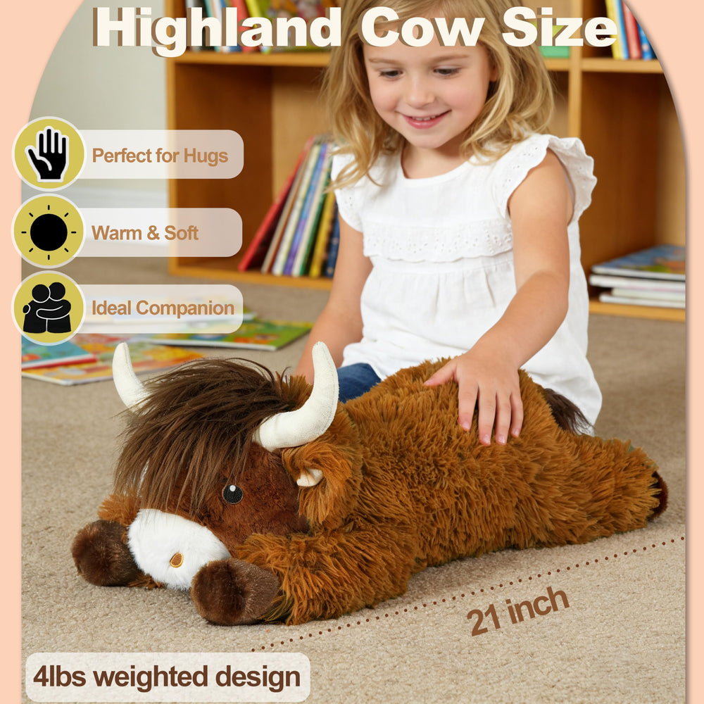 Ksidzas Highland cow plush with fluffy long fur for cozy playtime and bedtime cuddles