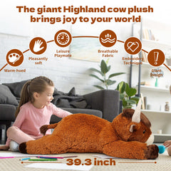 Ksidzas Highland Cow plush soft hugs image perfect for movie nights and bedtime snuggles