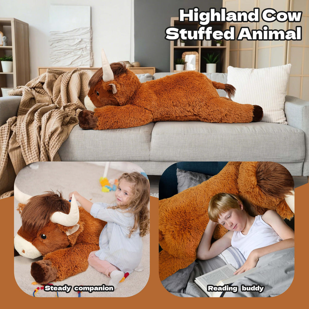 Ksidzas Highland Cow plush vacuum-packed packaging easy to ship and fluff into shape