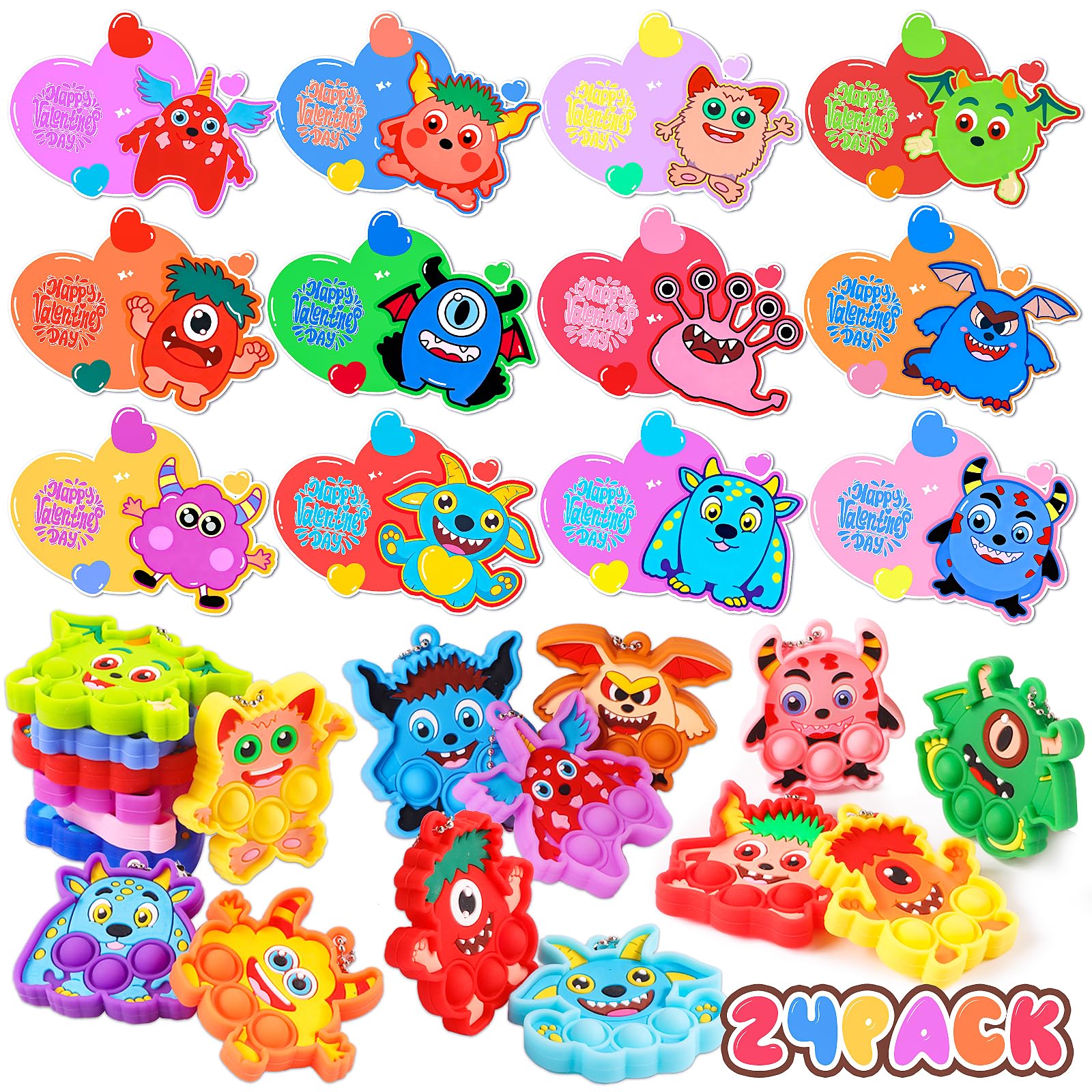 Ksmky monster fidget keychain attached to a backpack for calming sensory play
