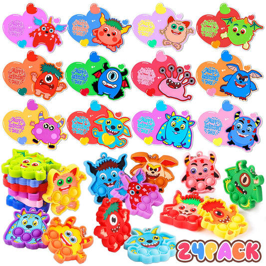 Ksmky monster fidget keychain attached to a backpack for calming sensory play