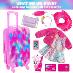 KT Fancy pink sequin skirt on an 18-inch doll encourages stylish dress-up