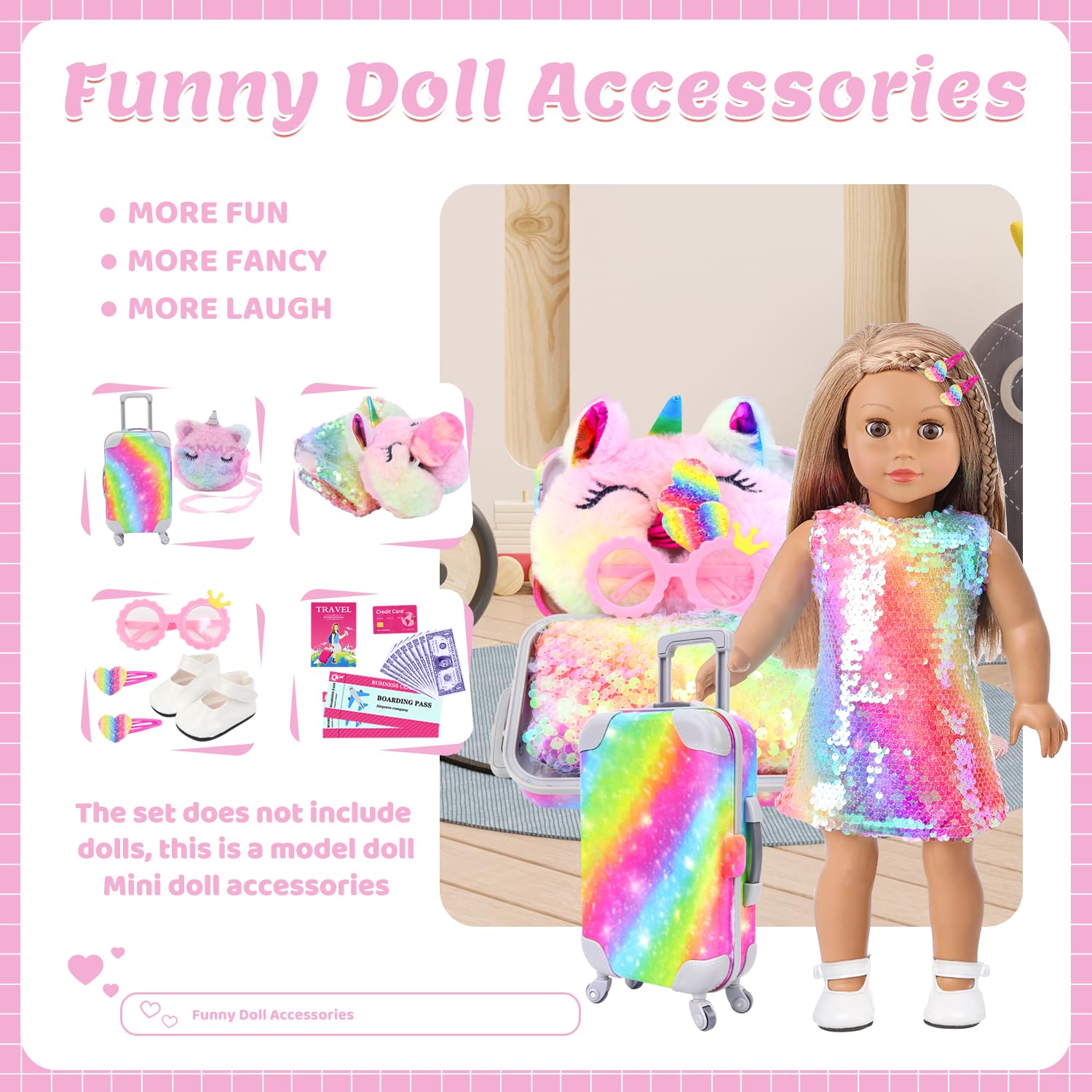 K.T. Fancy heart-shaped hair clips brighten doll outfits.