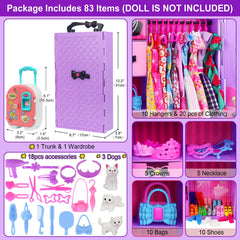 K.T. Fancy travel suitcase keeps doll clothes organized for on-the-go play.