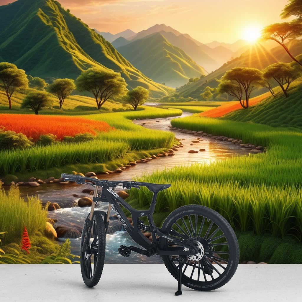 Stand-adjustment feature mirrors a real bike’s stance for versatile display.