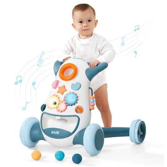 KUB Montessori Baby Walker interactive panel enhances early motor skills with shapes and lights.