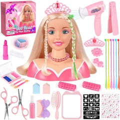 KUBUSFLY 44pcs doll head styling set for imaginative pretend play