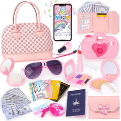 KUBUSFLY toddler play purse set with accessories, ideal for imaginative outings and role play.