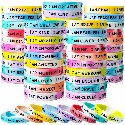 KUCLIN 100-piece swirl colour wristbands pack shown in bright colors