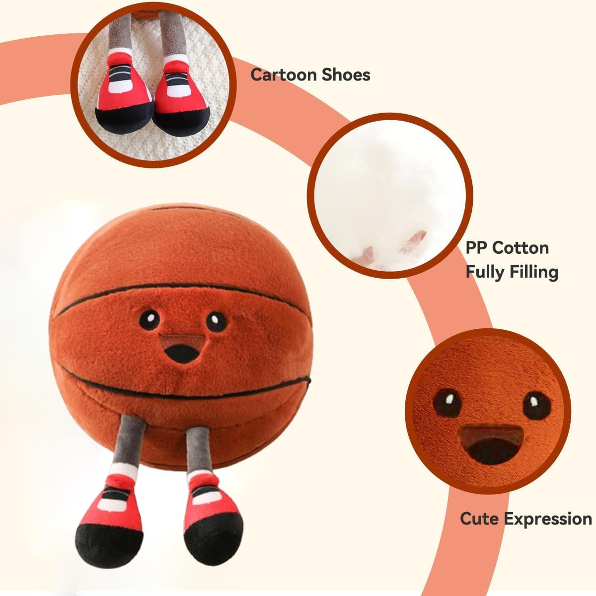 KUCCO-PILLOW basketball plush on sofa adds sporty charm and soft comfort