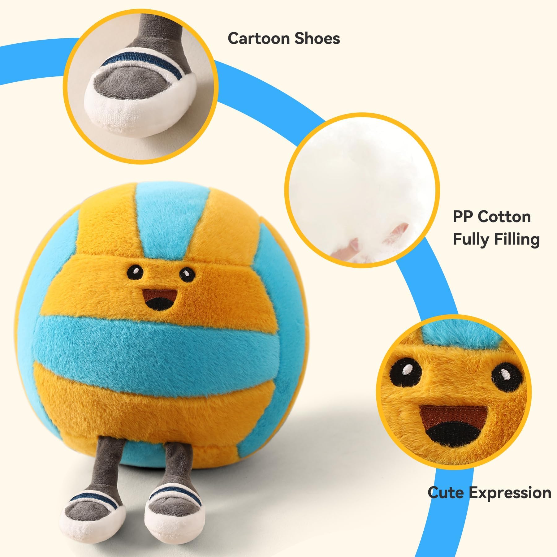 KUCCO-PILLOW eye and mouth details bring cheerful charm to a kid's space.