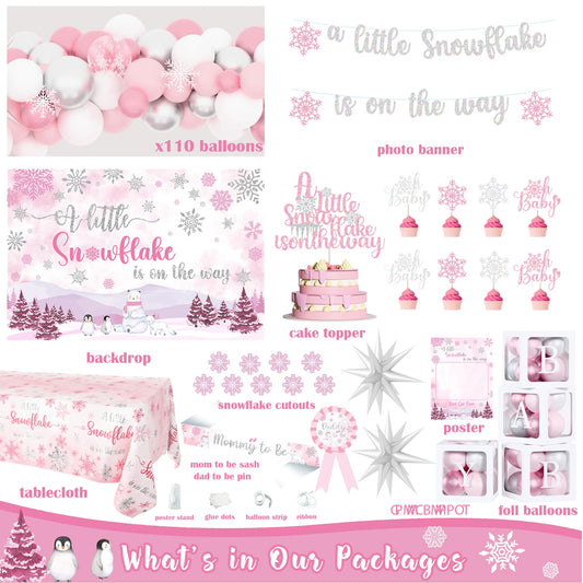 Kudapity pink snowflake balloons garland elevates party mood and photo moments