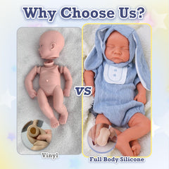 KUICEO silicone doll face with hand-drawn details and refined eyelashes