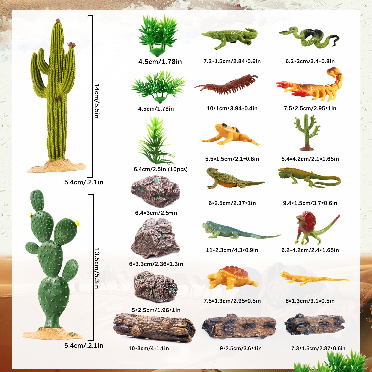 Kukifun desert reptiles gecko figure perfect for sensory play and learning