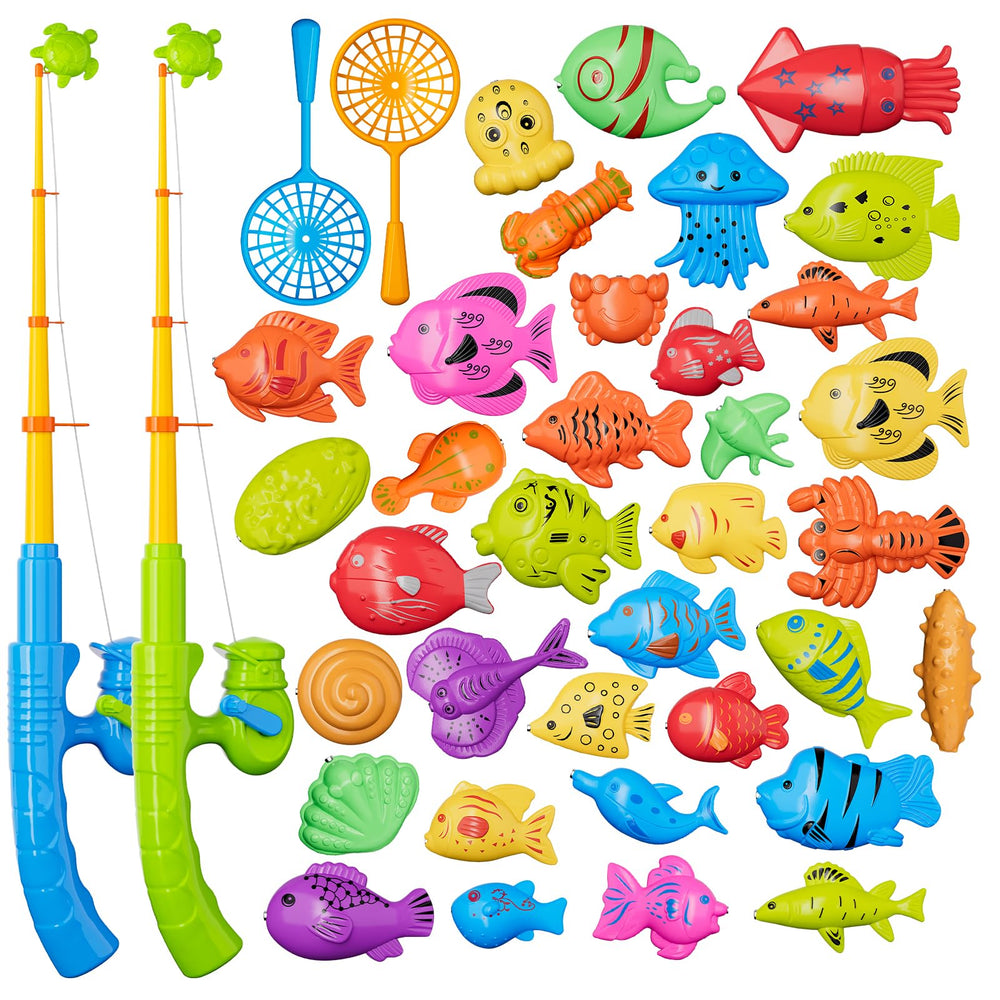 Kukufun magnetic fishing game poles show adjustable length for precise catches.