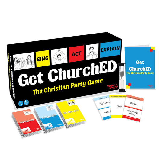 Kulture Games Get ChurchED box front for family and church game nights.