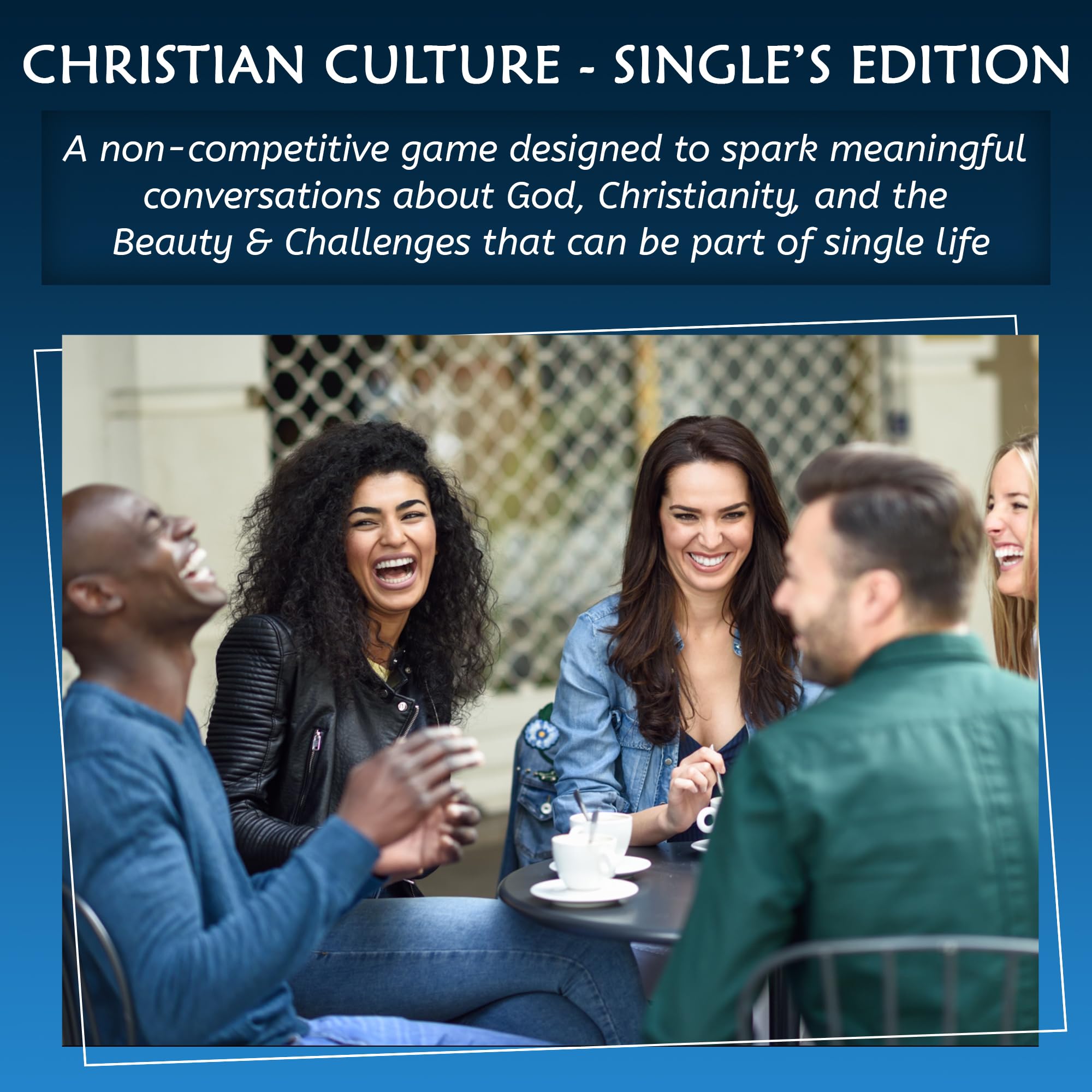Kulture Games Christian Culture Singles Edition cards fanned for quick topic ideas.