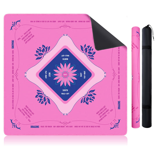 KUNTE Mahjong Mat with pink floral design on table for quiet gameplay