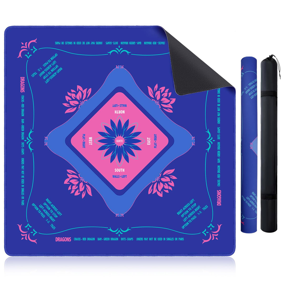 KUNTE Mahjong mat on blue table top ensures stable gameplay