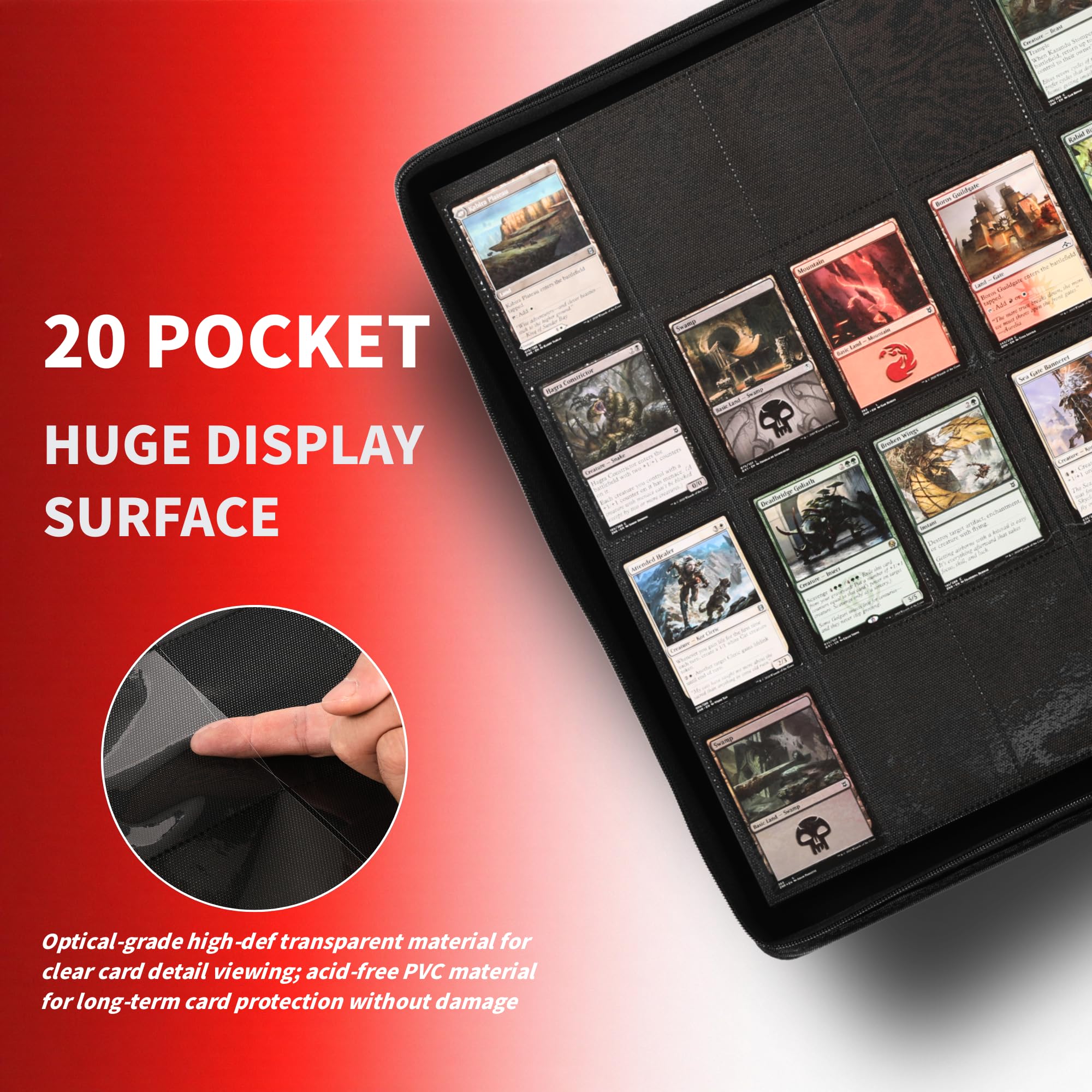 KUOOKING 2000 Pockets Binder zipper closure keeps cards secure while traveling.