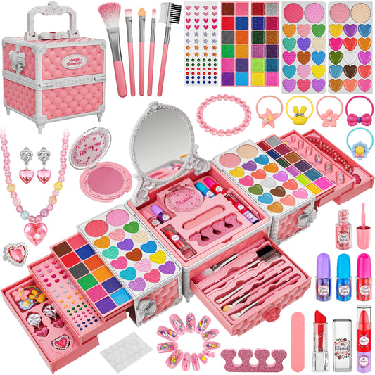 Kuovei makeup kit with mirror enables princess-ready imaginative play