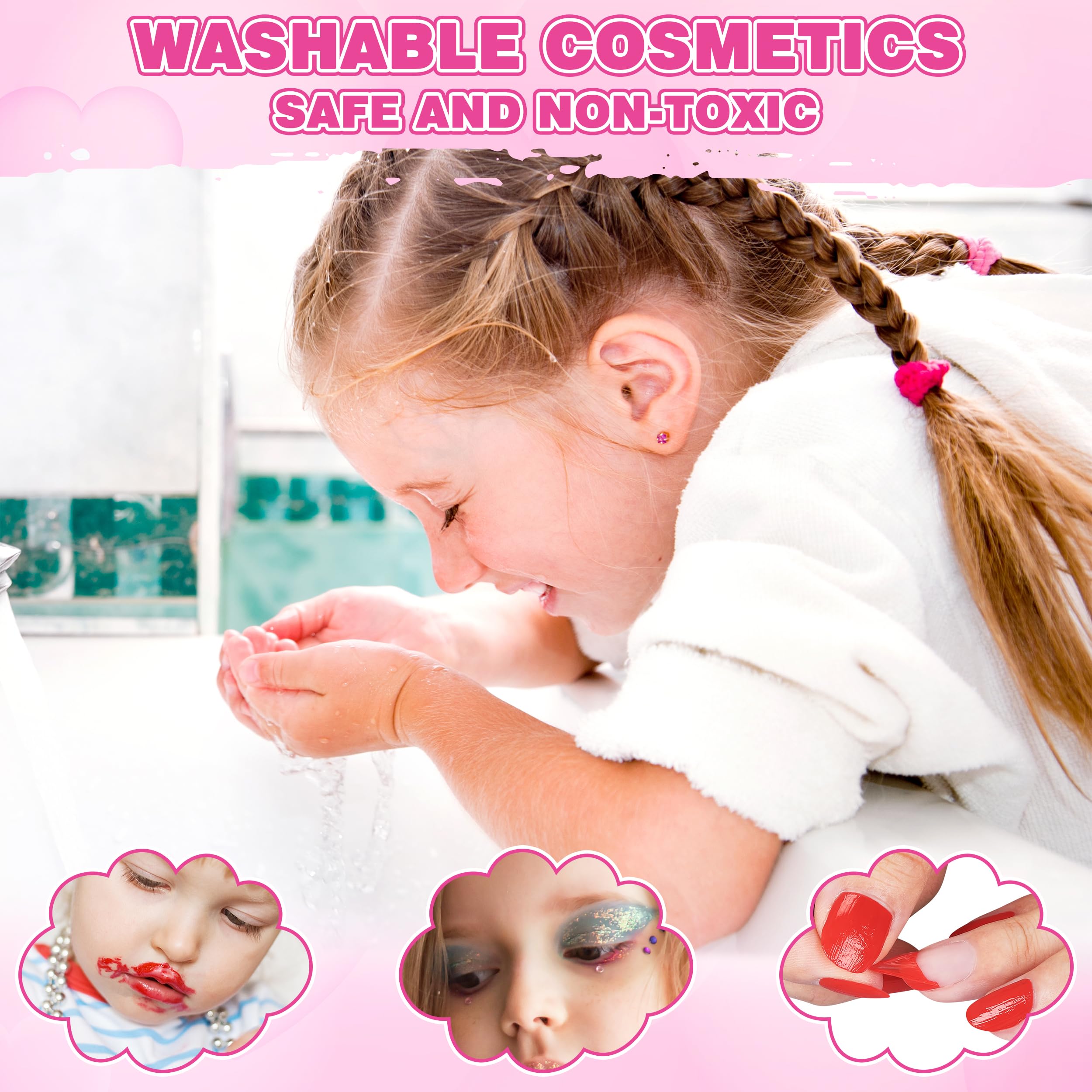 Kuovei cosmetic box and sticker decor keeps supplies organized after playtime.