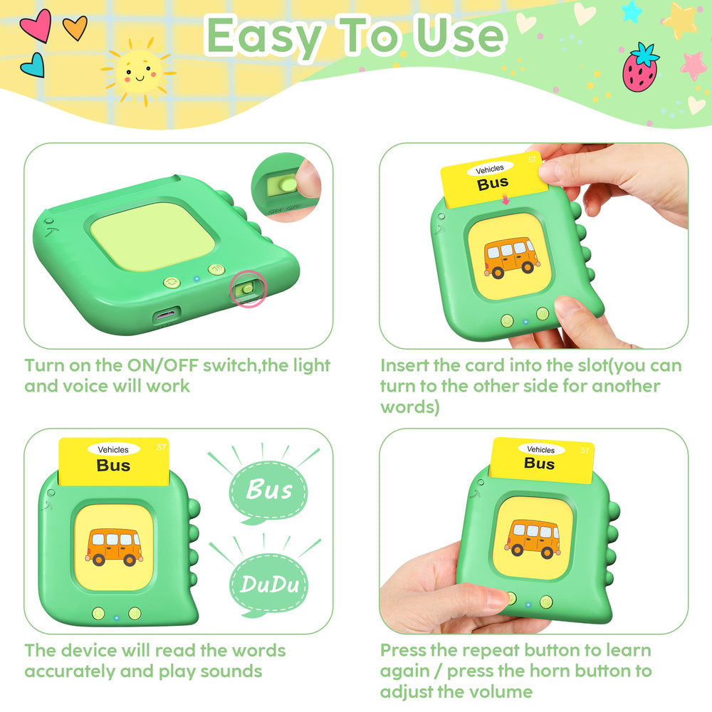 Kuovei Talking Flash Card food and fruits stimulates healthy curiosity and category learning.