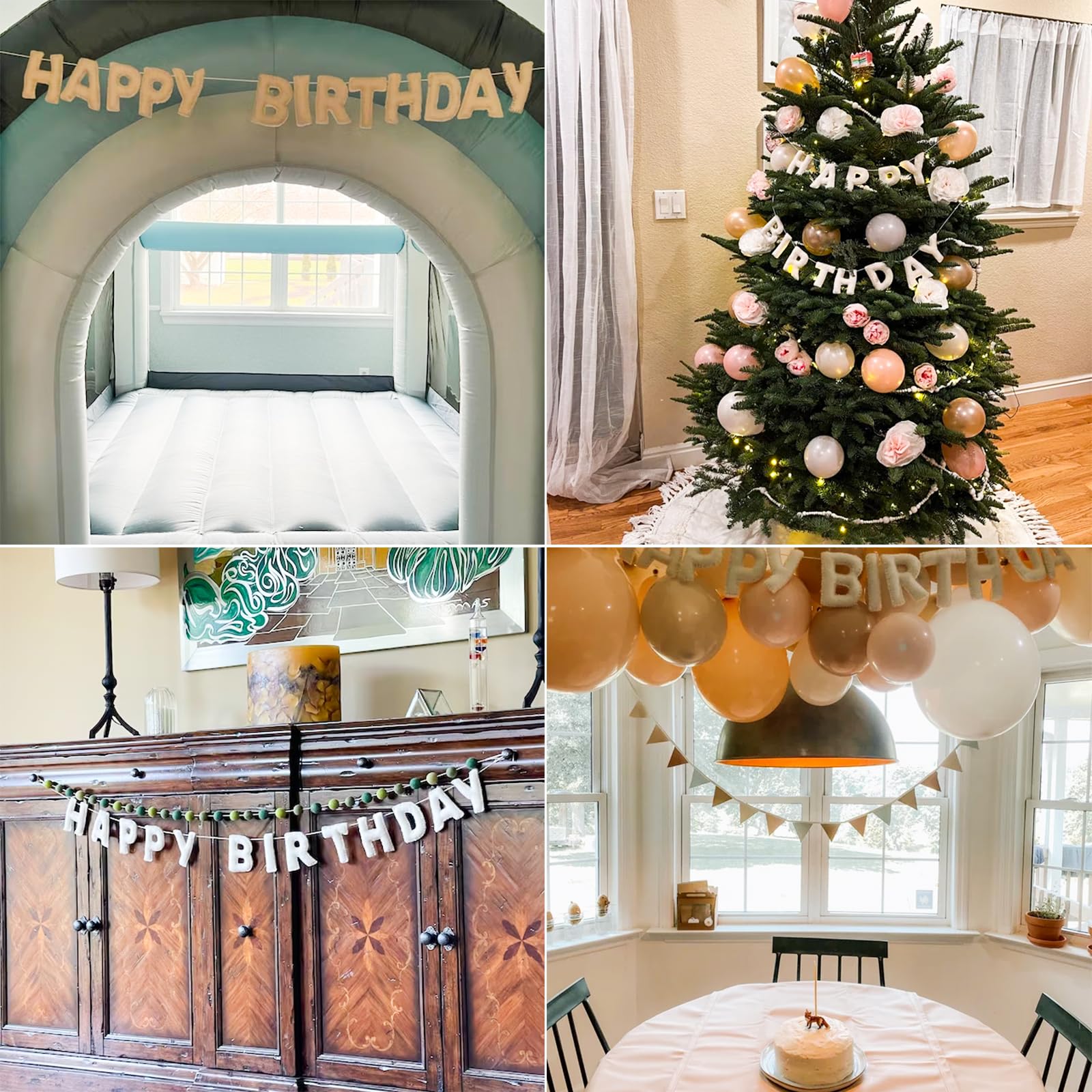 KUQJJQU felt ball garland adds texture and festive color for photos.