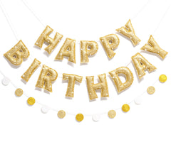 KUQJJQU gold glitter birthday banner shines as elegant wall decor.