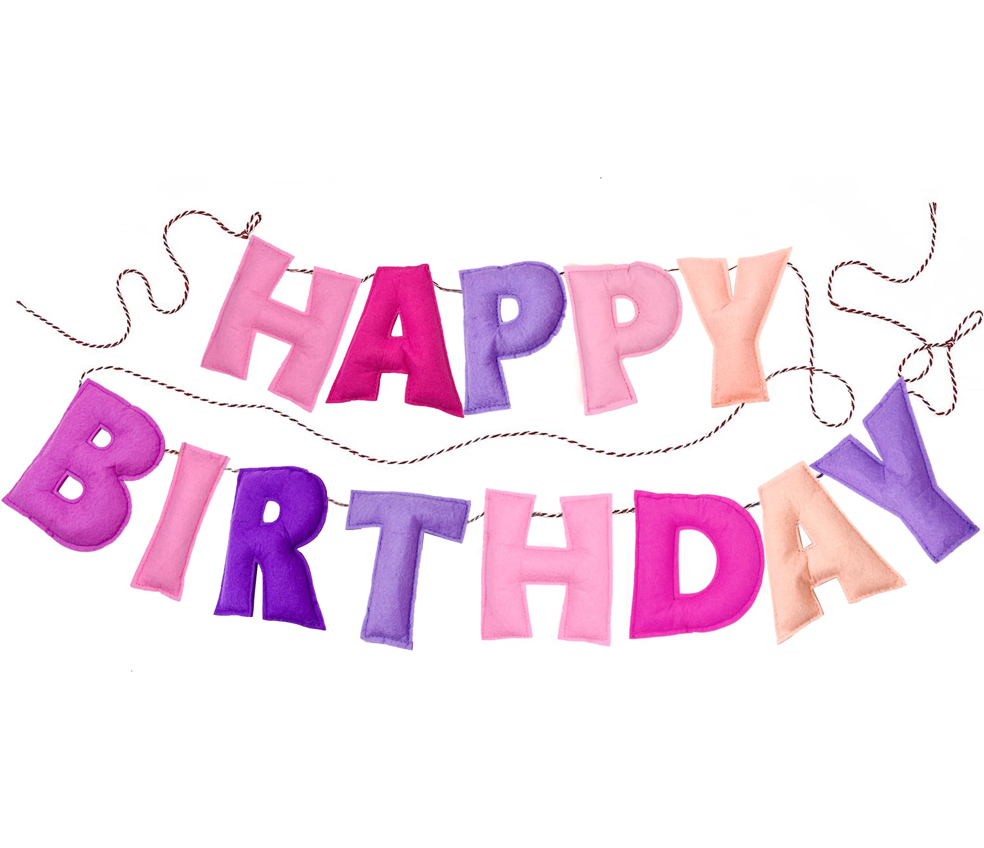 KUQJJQU pink felt birthday banner with 3D letters for photo backdrops