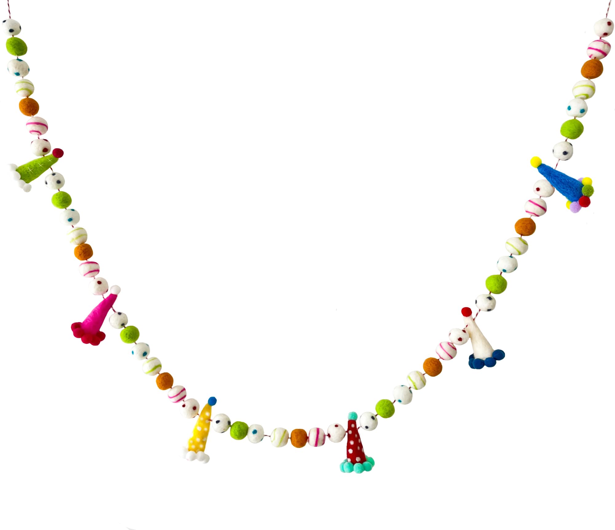 KUQJJQU pre-strung felt ball garland adds colorful birthday backdrop
