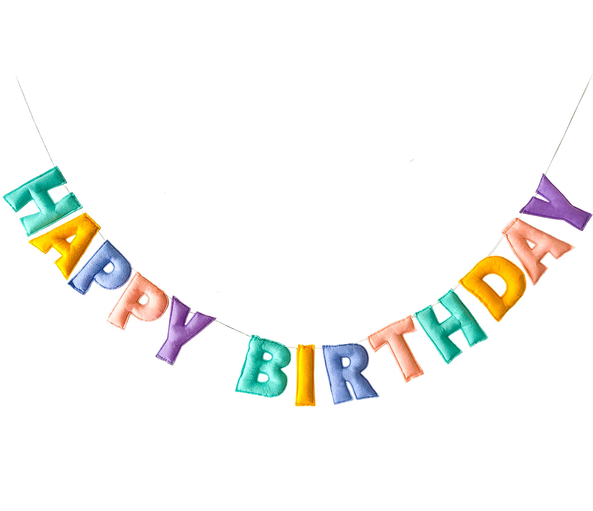 KUQJJQU pre-strung Happy Birthday banner with pastel letters, quick hang for celebrations.