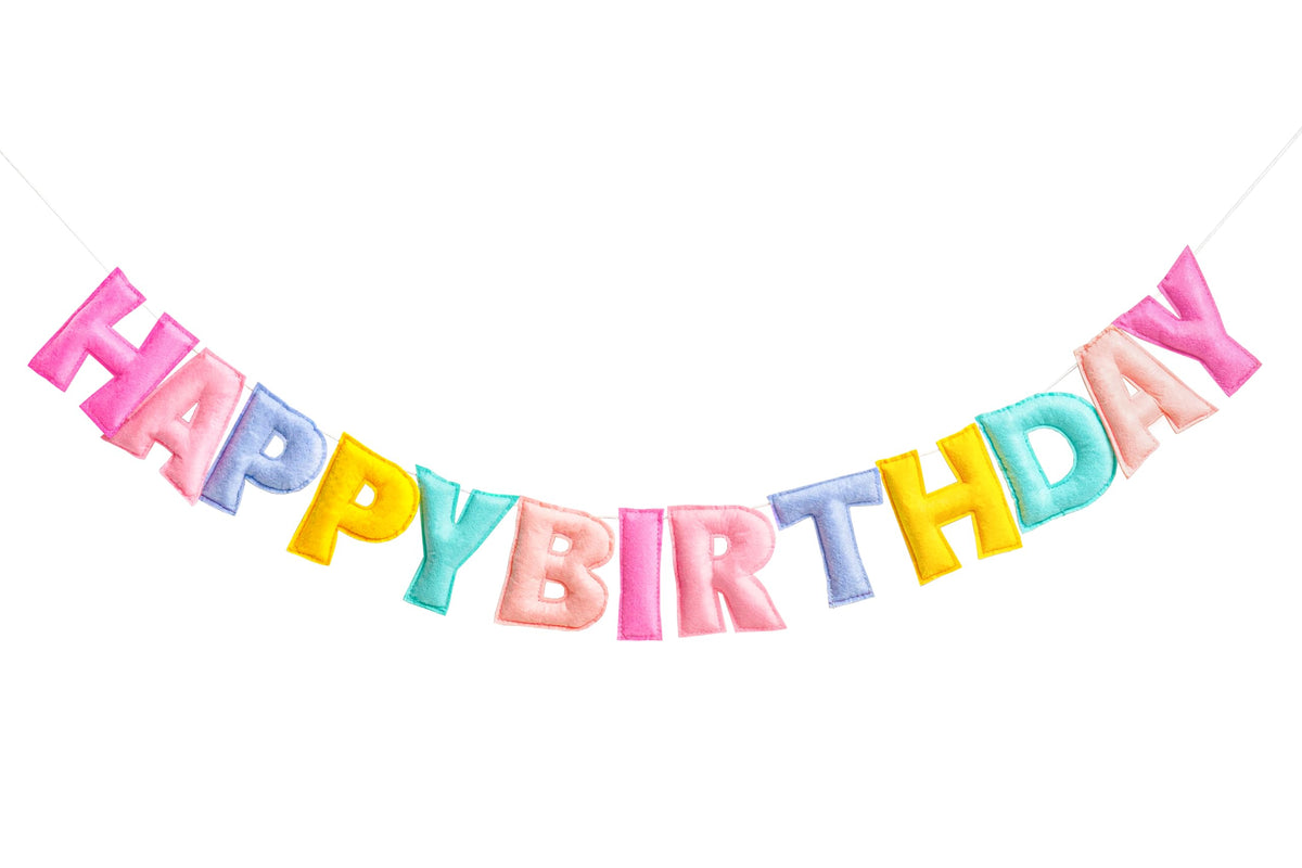 KUQJJQU Happy Birthday banner with pastel rainbow colors ready to decorate celebrations