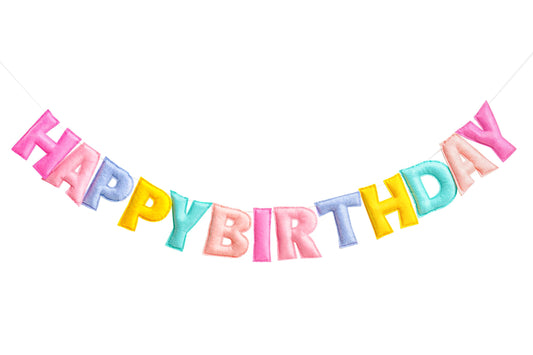 KUQJJQU Happy Birthday banner with pastel rainbow colors ready to decorate celebrations