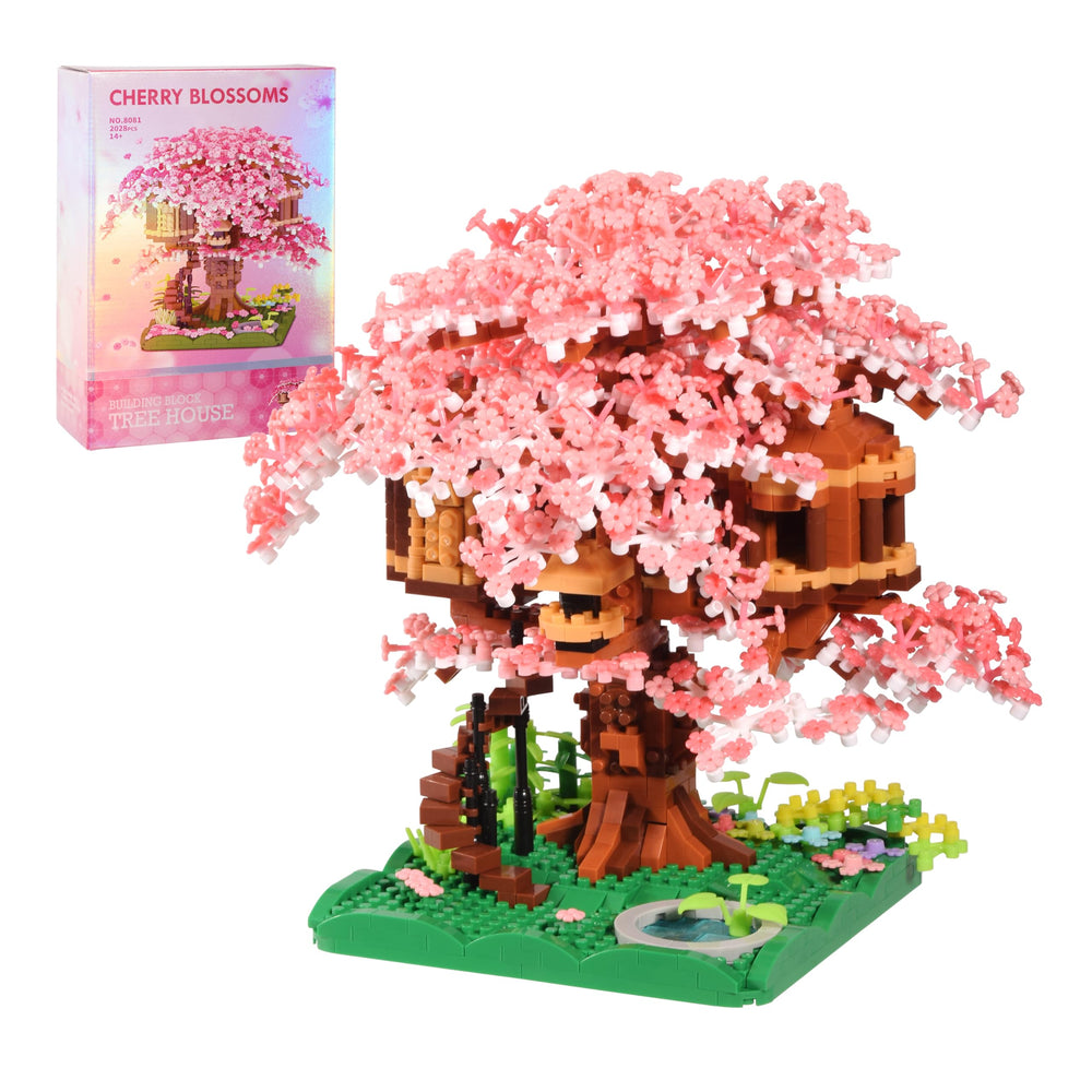 Kurimiaro cherry bonsai treehouse 2028pcs—precise micro bricks for a detailed display.