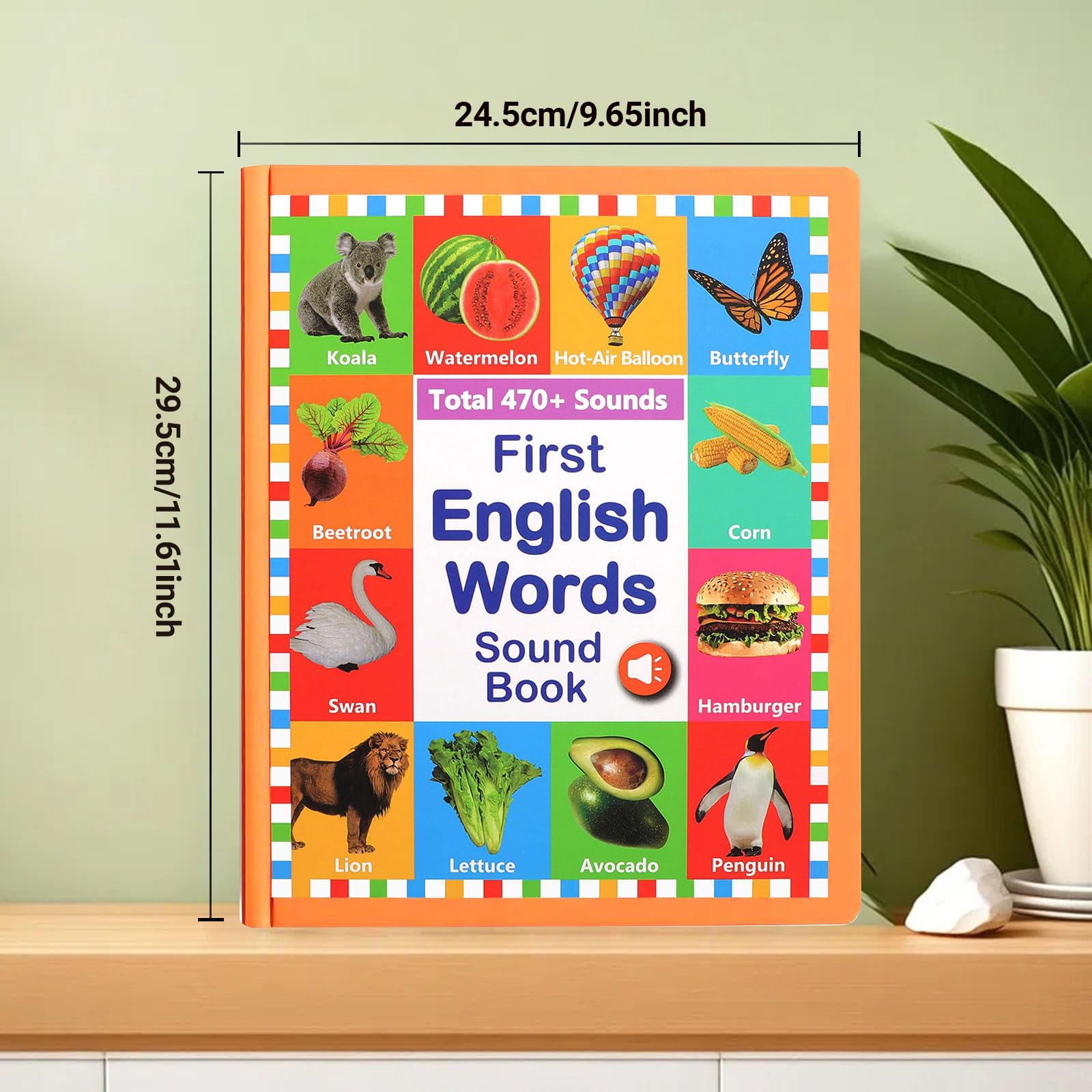 Kuriory English Words Sound Book buttons enable touch-activated pronunciation practice.