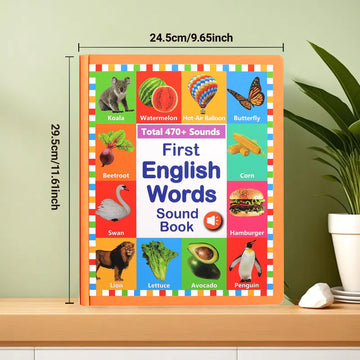 Kuriory English Words Sound Book buttons enable touch-activated pronunciation practice.