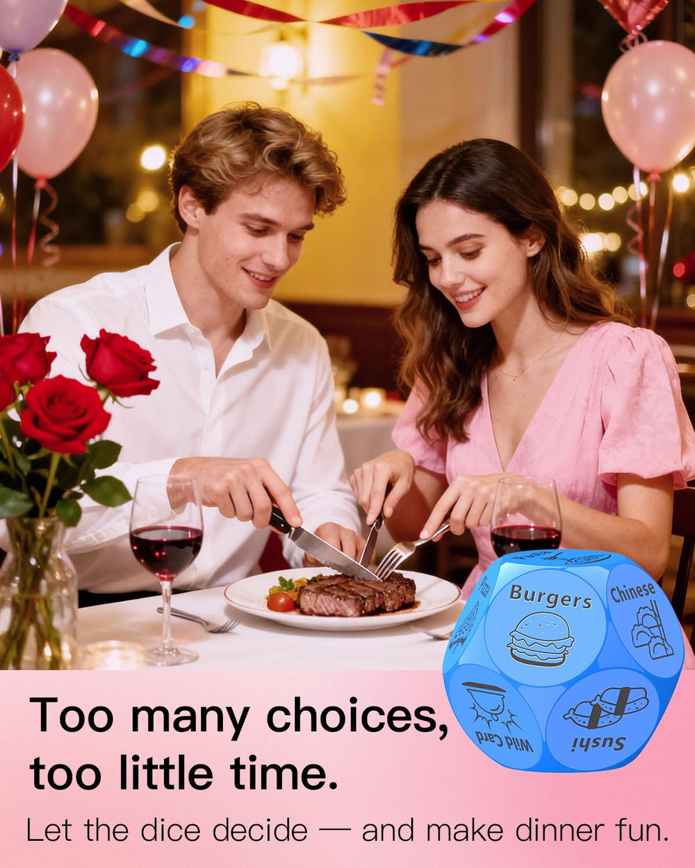 KUSONKEY couples dining night with dice for easy meal planning