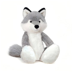 KUUDESOXX Wolf Stuffed Animal close-up reveals soft plush fur for comforting hugs.