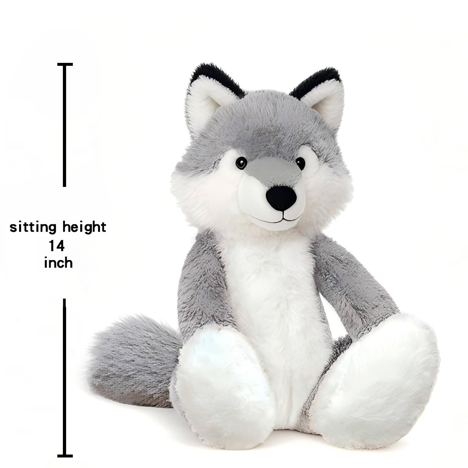 KUUDESOXX Wolf Stuffed Animal on shelf brightens kids' bedroom corners.